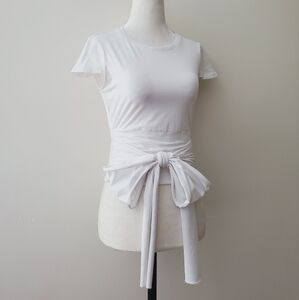 Cinq à Sept Ruched Bow Crop Top